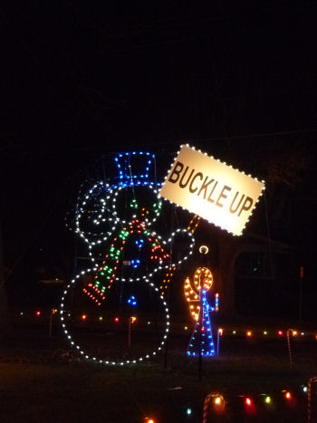 Friendly reminder to use seat belts when exiting the display