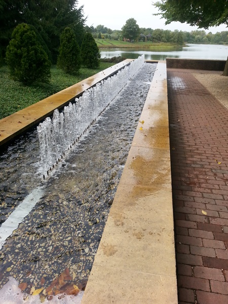 How about this l-o-n-g fountain with varying heights of water?