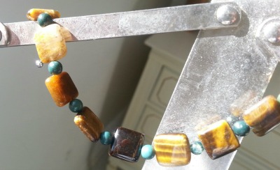 I made this bracelet with Tiger's Eye interspersed with fancy Jasper.